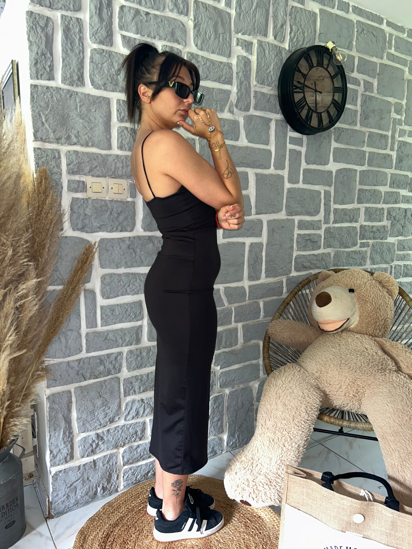 Robe moulante, longue noire