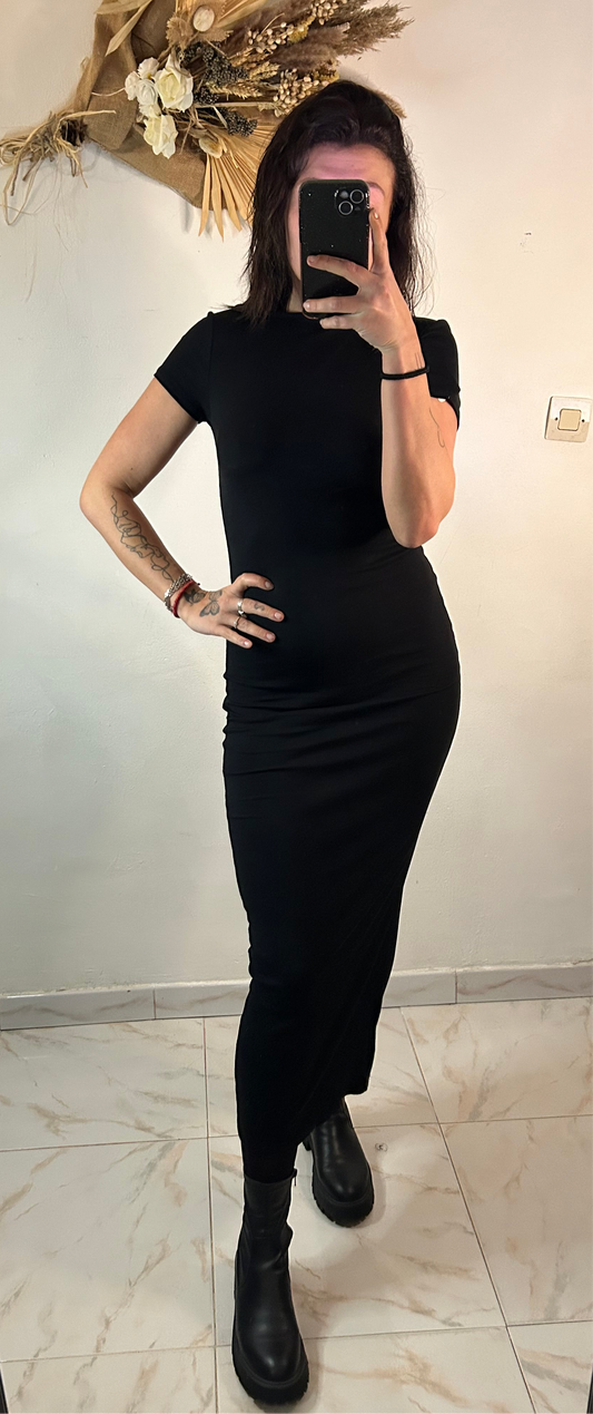 Robe longue manches courtes moulante