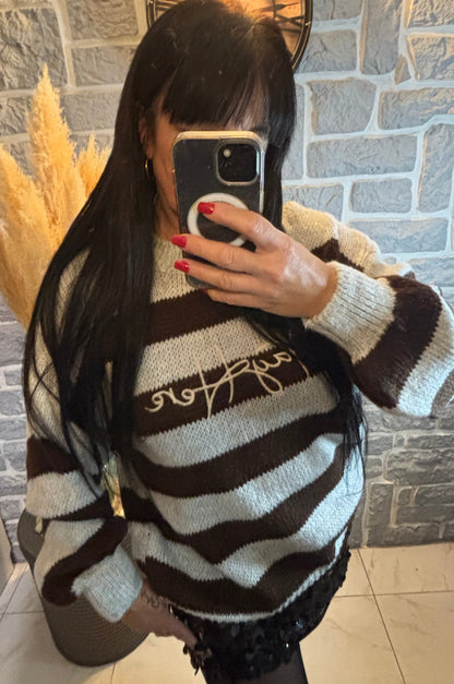 Pull rayures, imprimé