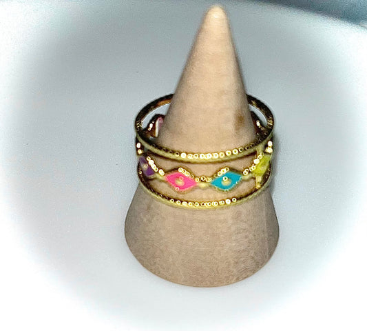 Bague anneaux multicolore